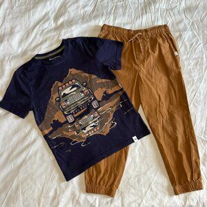 Tommy Bahama Boys Navy Blue Off Road Jeep Mountains Matching Outfit Set Bundle